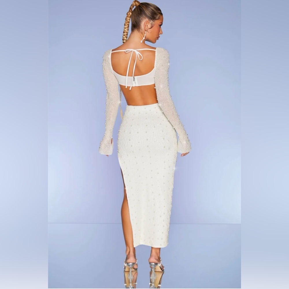 Oh Polly White Embellished Two-Piece Skirt Set - Picture 3 of 5